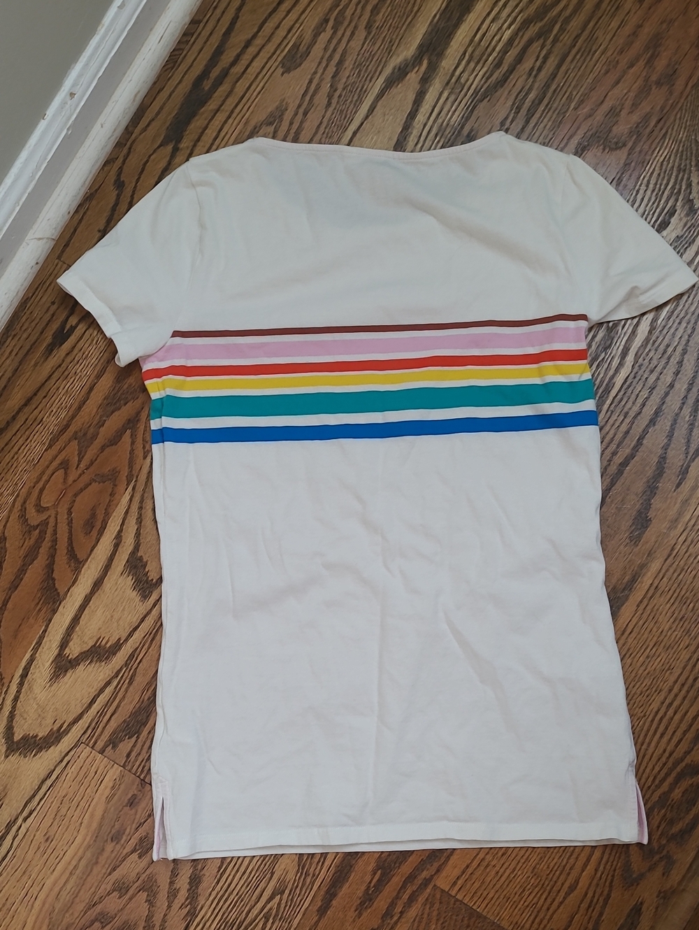 Boden Short Sleeved Tee with Rainbow Stripes US Size 2 - Picture 5 of 6